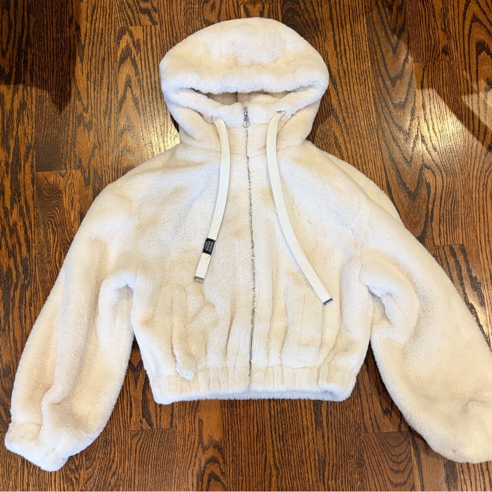 Bershka Cream Faux-Fur Lined Jacket